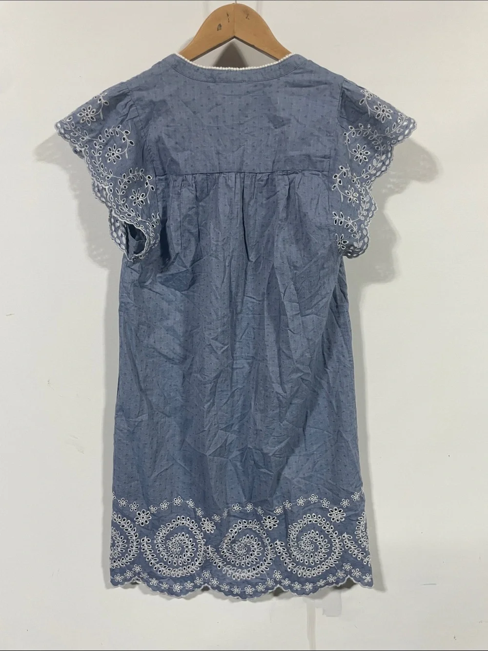 Faherty Blue Embroidered V-Neck Mini Dress - Picture 3 of 3